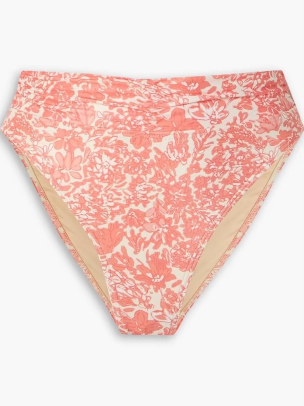 NWT Peony Swimwear ‘Ruched Hi Waist Bikini Briefs’ in “Carnation” Print Size XS